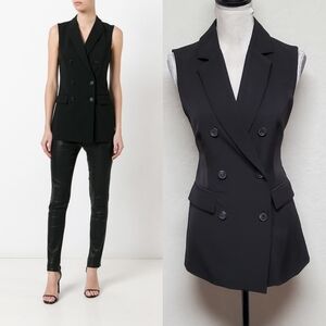 Sincerely Jules Black Double Breasted Notched Collar Mini Blazer Vest Dress S